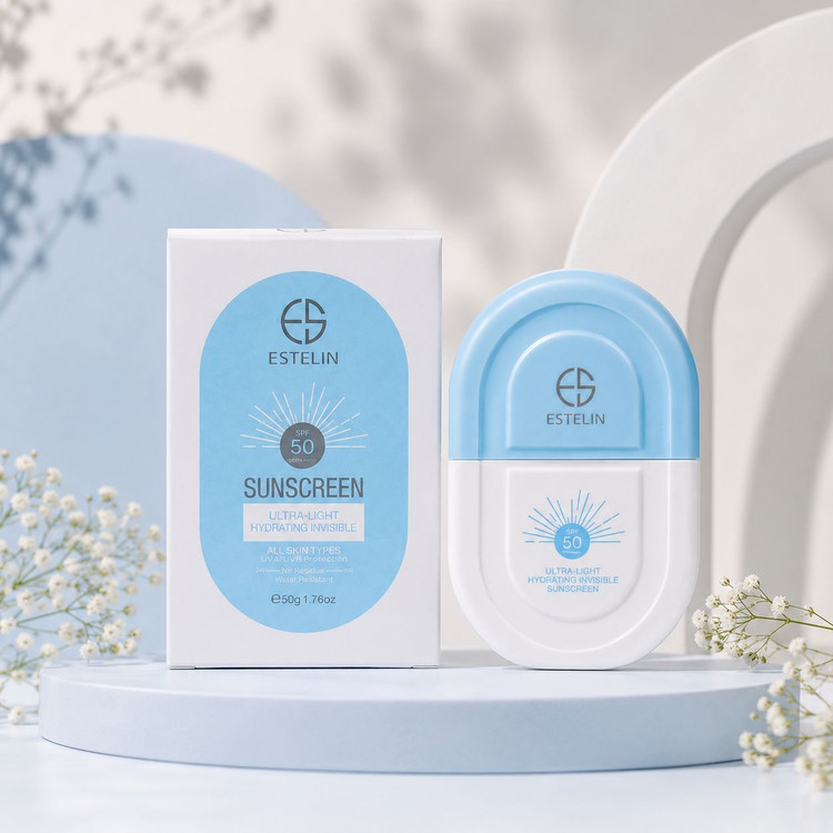 کرم ضد آفتاب بدون رنگ استلین، 50 SPF، مدل ultra light، مناسب انواع پوست و حجم 50 میلیلیتر
