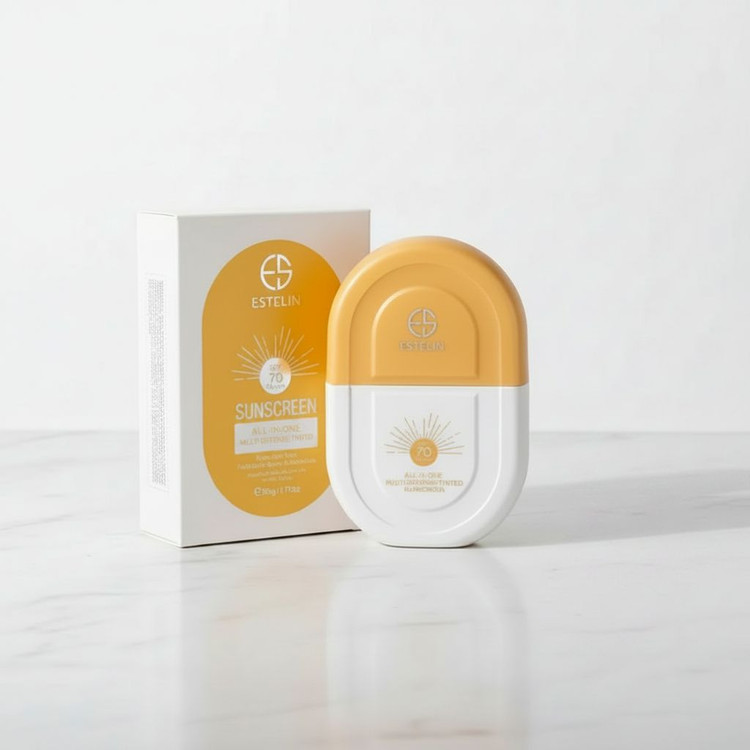 کرم ضدآفتاب رنگی استیلن SPF70 مدل All-In-One مناسب برای انواع پوست، حجم 60 میلیلیتر