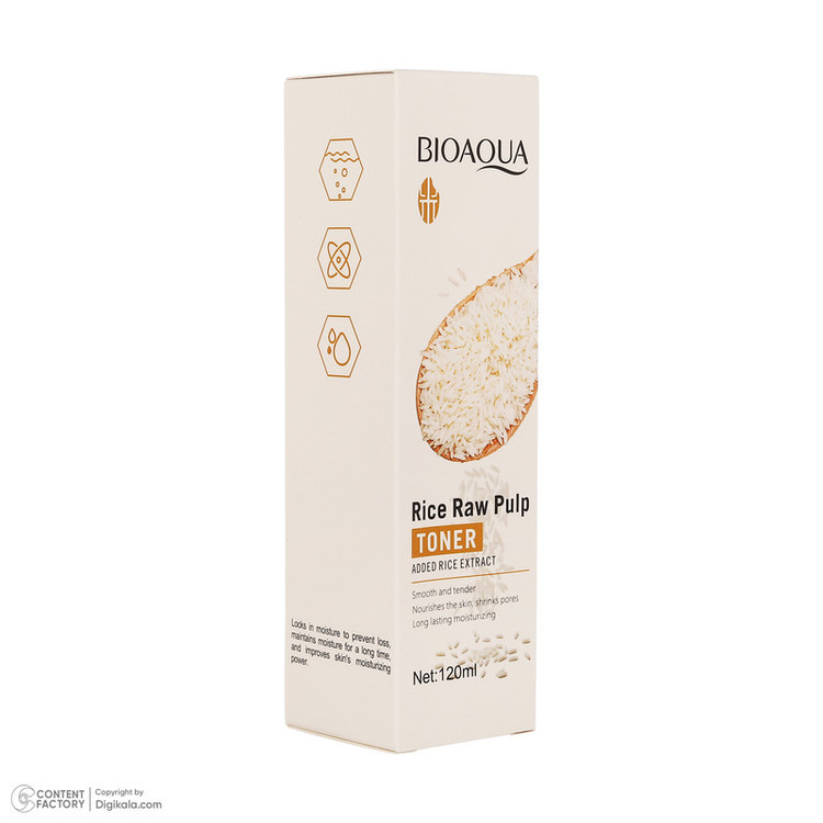 تونر پاککننده صورت مدل Rice Raw برنج مناسب برای انواع پوست حجم 120 میلیلیتر