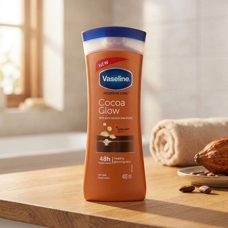 لوسیون بدن مدل Cocoa Glow حجم 400 میلیلیتر نرم کننده و آبرسان پوست خشک و حساس با عصاره کاکائو و شی باتر، حاوی ویتامین E، حفظ نرمی و لطافت پوست و جلوگیری از خشکی و خارش