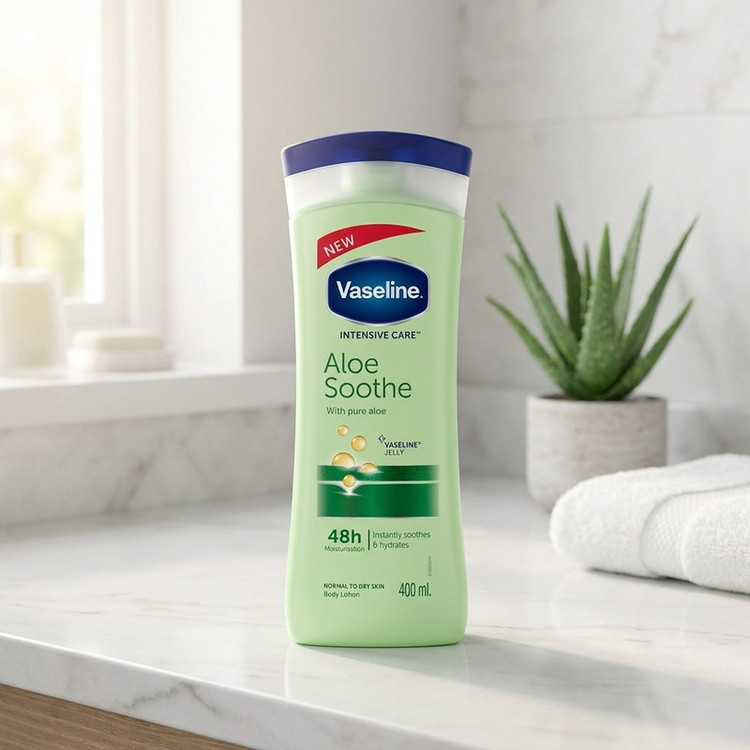 لوسیون بدن مدل Aloe Soothe حجم 400 میلیلیتر نرمکننده و آبرسان پوست خشک و معمولی با عصاره آلوئه ورا جذب سریع و حفظ لطافت و نرمی پوست بعد از استحمام