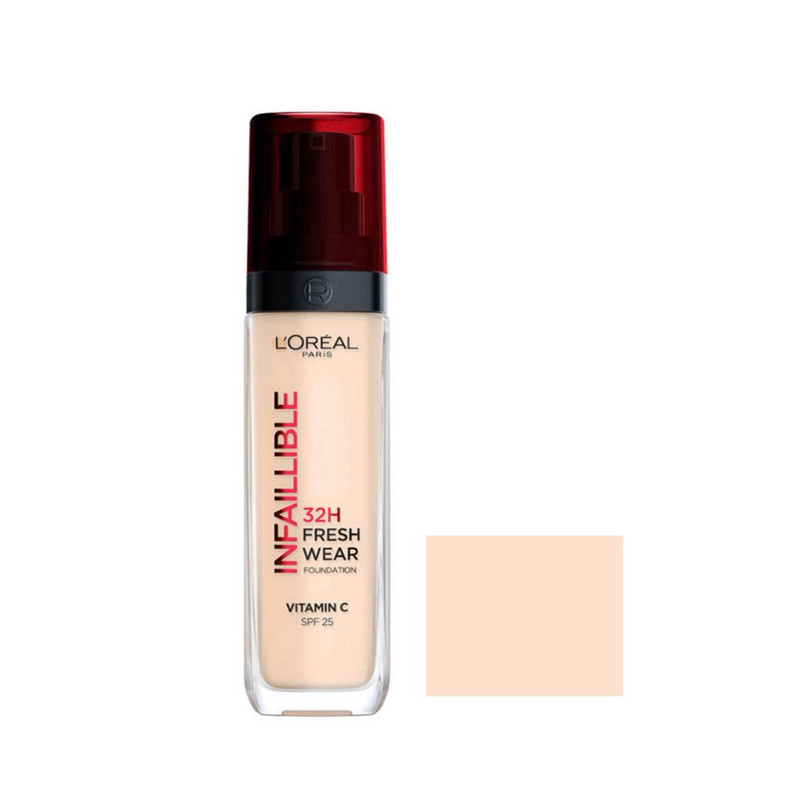 کرم پودر مایع Spf 25 مدل Infaillible 32H شماره 100 مناسب برای انواع پوست حجم 30 میلی‌ لیتر