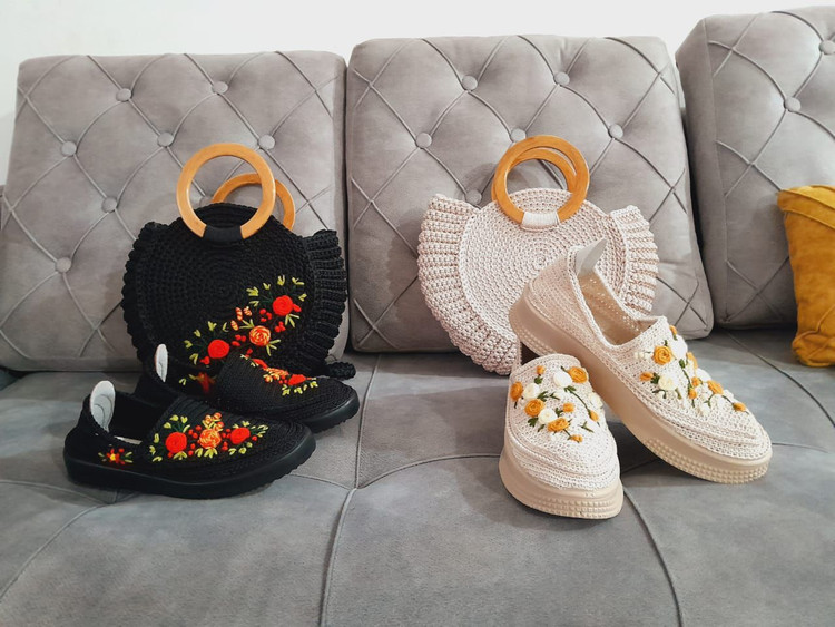 ست کیف و کفش بافتنی زنانه بسیار باکیفیت ـ قسطی