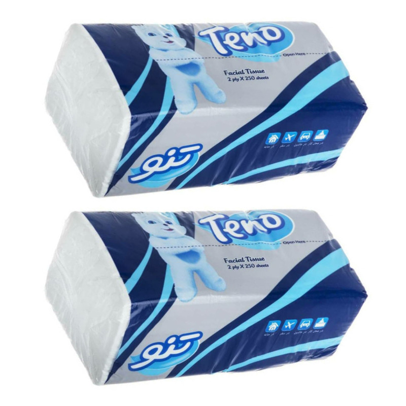 دستمال کاغذی 250 برگ تنو مدل اقتصادی بسته 2 عددی_ قسطی