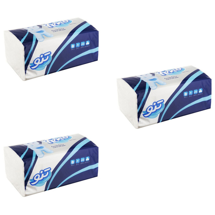 دستمال کاغذی 250 برگ تنو مدل اقتصادی بسته 3 عددی _ قسطی