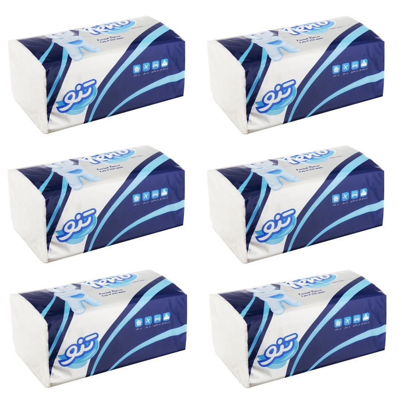 دستمال کاغذی 250 برگ تنو مدل اقتصادی بسته 6 عددی _ قسطی